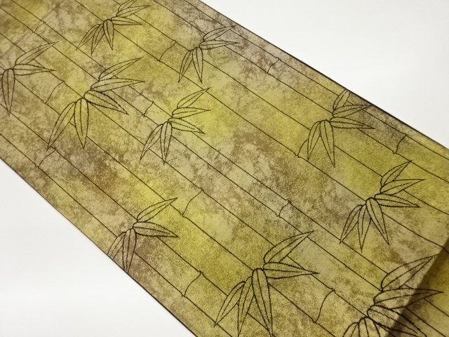 リサイクル　引箔竹模様織出し袋帯